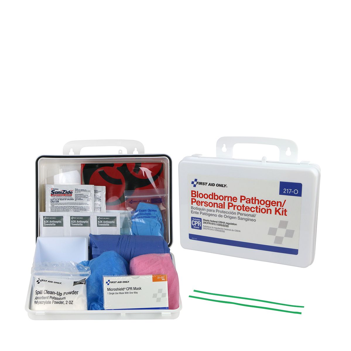 First Aid Only BBP Spill Clean Up Kit With CPR Micro Shield Plastic Case 217-O First Aid Only BBP Spill Clean Up Kit With CPR Micro Shield Plastic Case 217-O